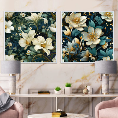 Boularderie - Ensemble de 2 collages floraux carrés