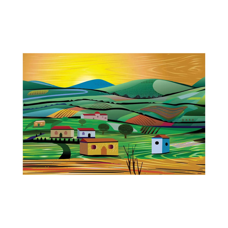 Sunset Fields by Charles Harker - Wrapped Canvas Print, 20.32 cm H x 30.48 cm W