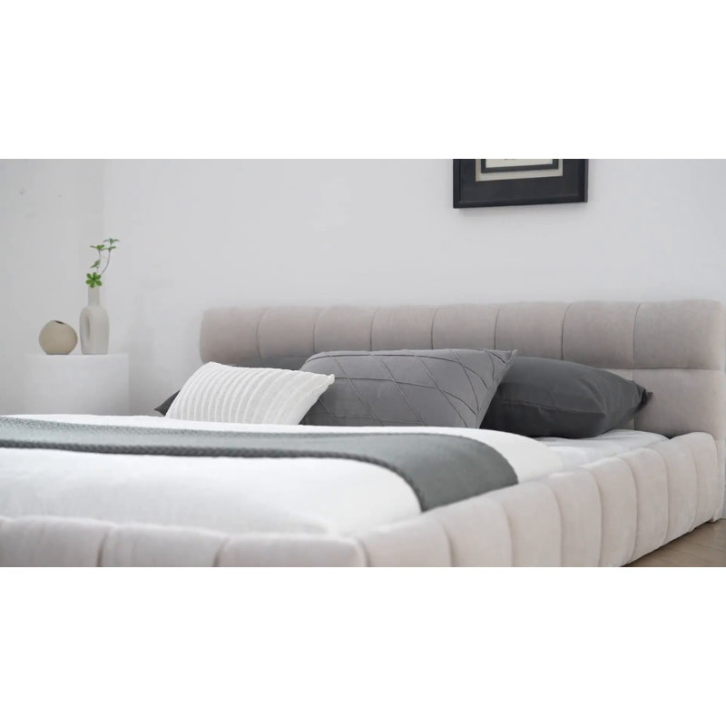 Ebern Designs Chenille Upholstered Bed Frame