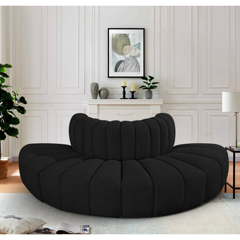 Iyleena Upholstered Sofa & Chaise, Black Boucle Fabric