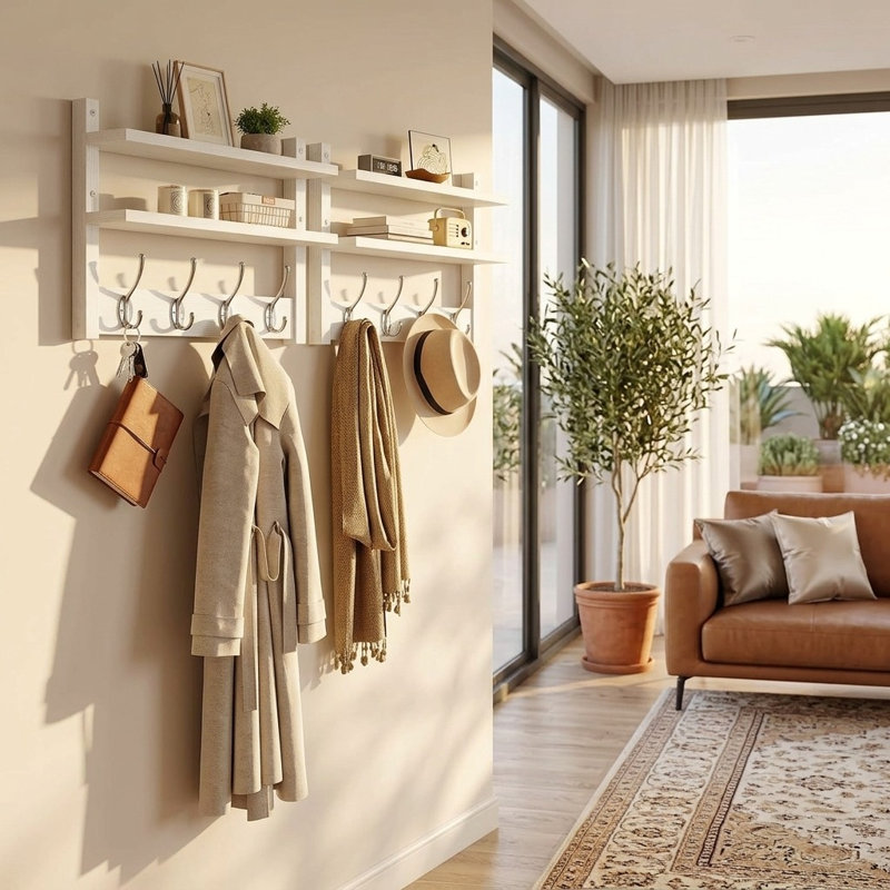 Solid Wood 8 - Hook Coat Rack