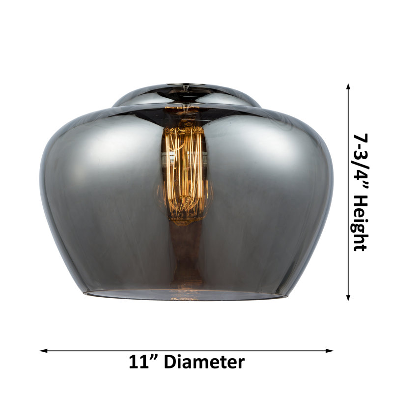 Plafonnier semi-encastré 11 po Ballston Fenton, Ampoule non incluse, Plaqué couleur fumée