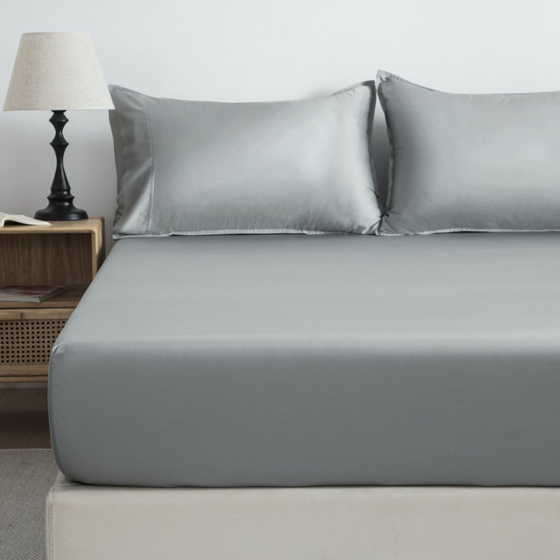 Cooling Bamboo Sheet Set – Soft, Breathable & Moisture Wicking for Hot Sleepers, Twin Sheet Set with 1 Pillowcase, Gray