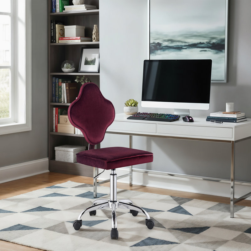 Chaise de bureau Gaborey Clover, velours rouge