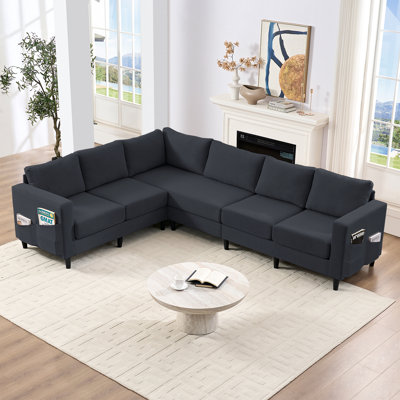 108" Linen Sectional with 660lb Capacity & Side Storage Pockets