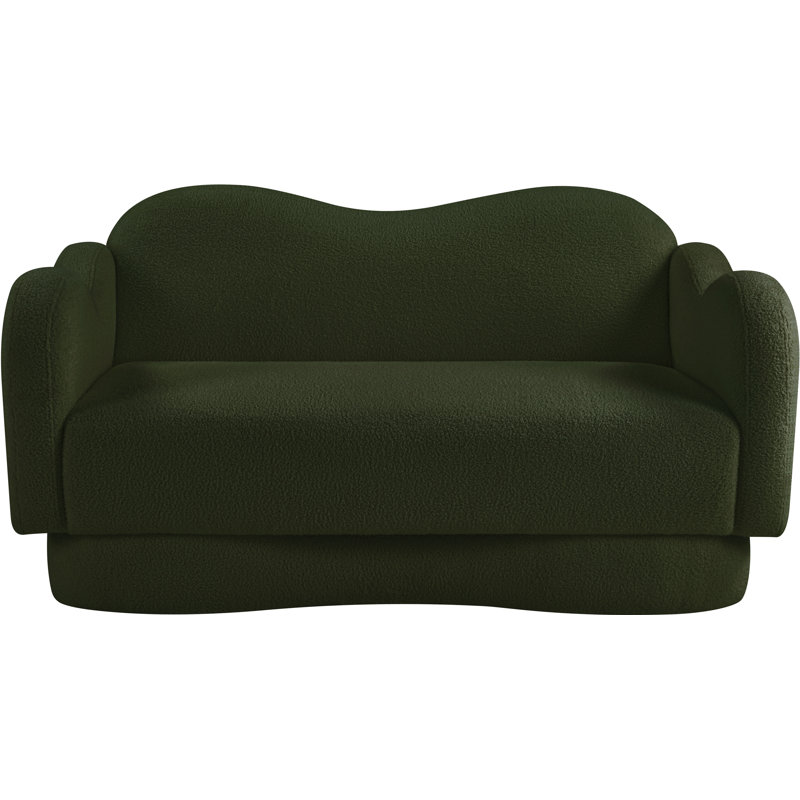 Causeuse Redwan, Tissu vert en fausse peau de mouton