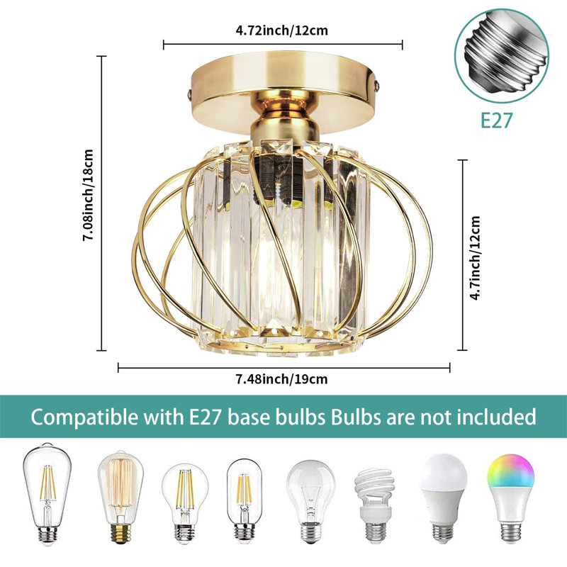 Crystal Semi Flush Mount, Gold