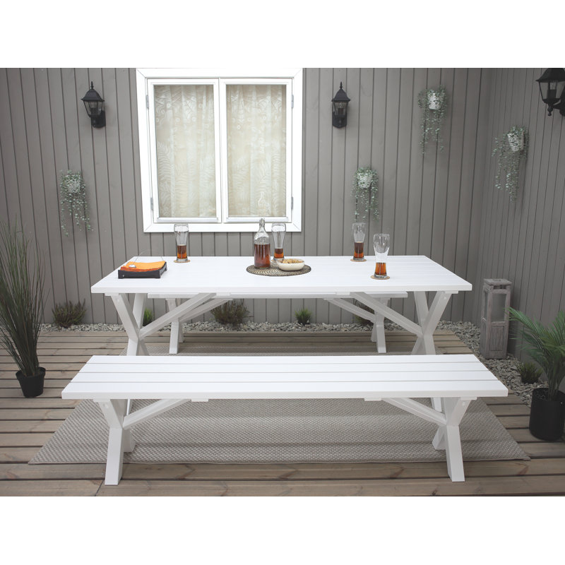 Edgerton 6 - Person Wood Patio Dining Set with Rectangular Table, White