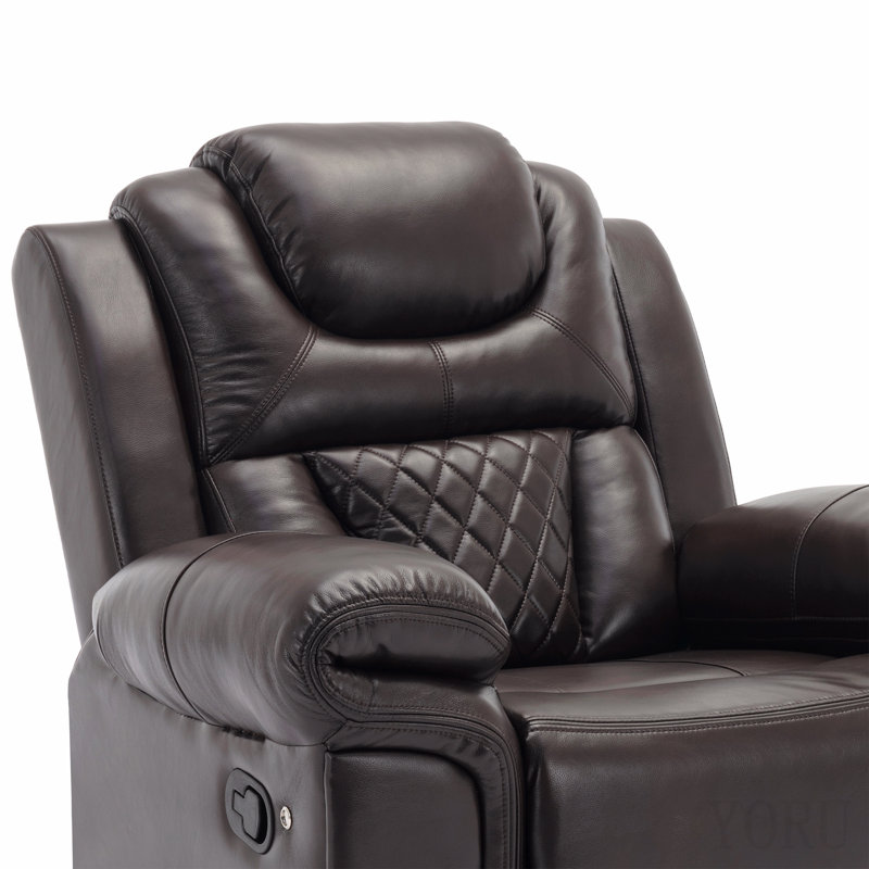Fauteuil inclinable manuel de cinéma maison avec bande lumineuse DEL pour salon, chambre à coucher, brun