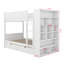 Lit superposé simple au-dessus de simple avec bibliothèque, cadre de lit superposé en bois avec 2 tiroirs et tablettes de rangement à plusieurs niveaux-146854833