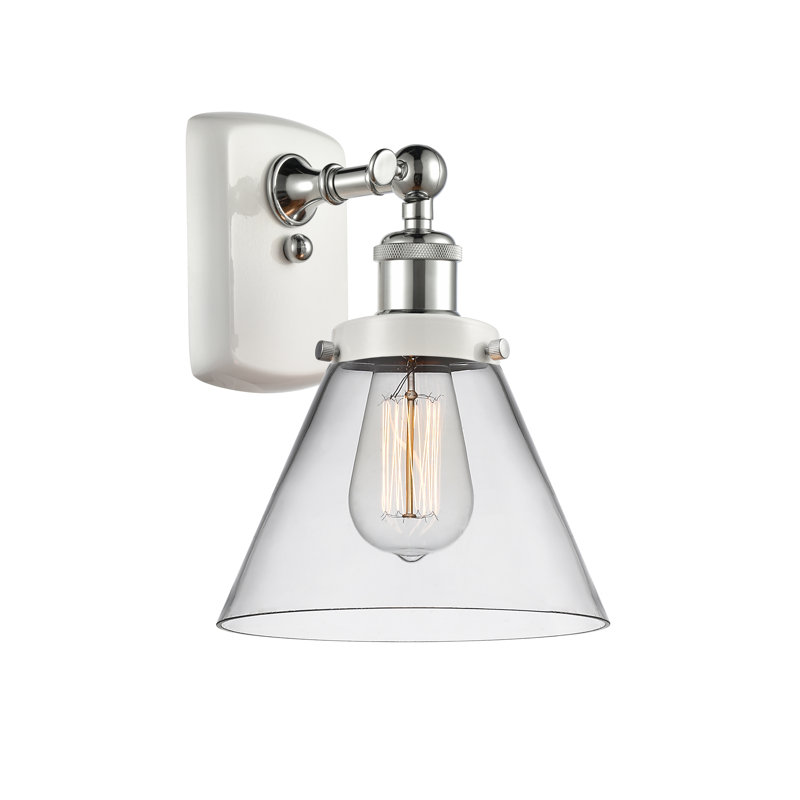Applique murale 1 lumière 8 po Ballston Urban Cone, Clair, Blanc / chrome poli, Incandescent
