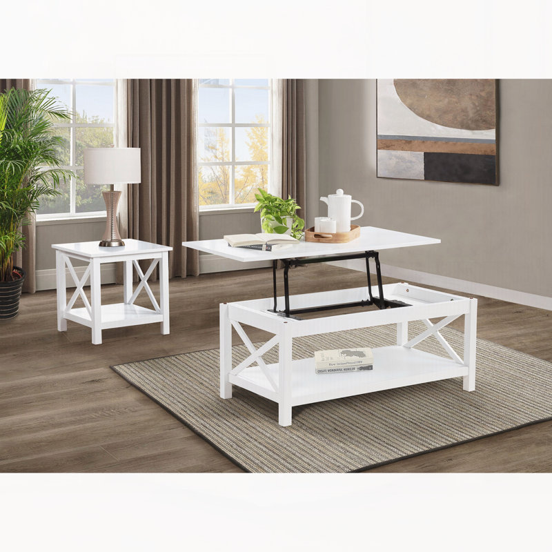 Table de bout blanche, 20.25" H x 20" W x 20" D, Blanc