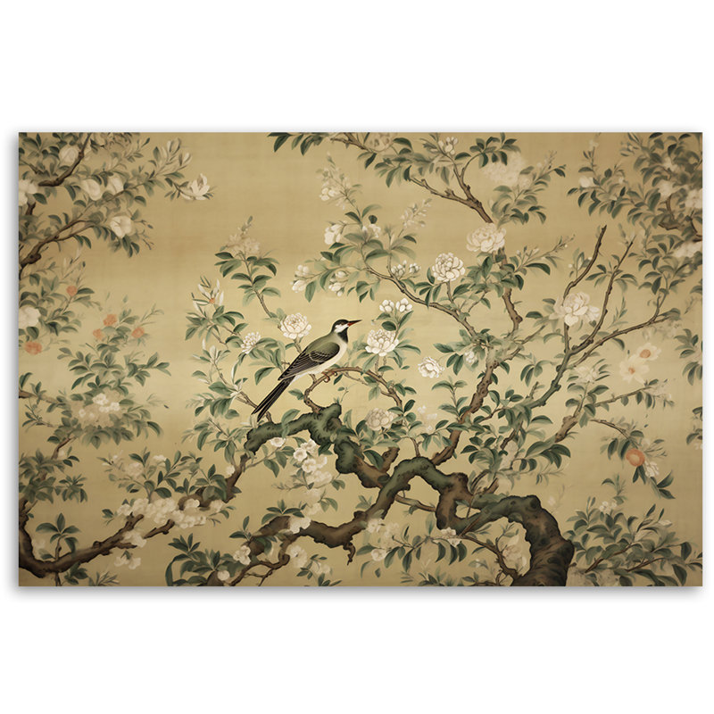 Bird Abstract Chinoiserie - No Frame Print on Canvas, 60cm H x 90cm W