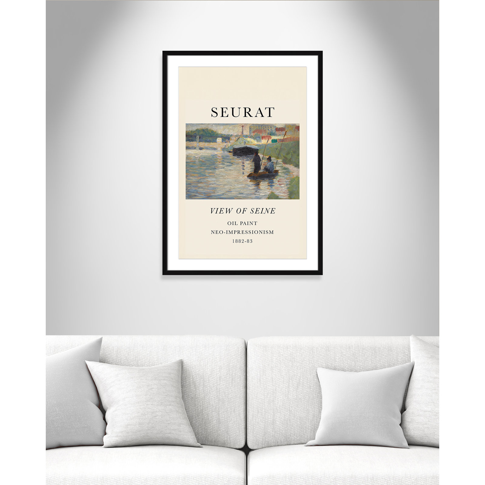 View Of Seine by Georges Seurat, Black Single Picture Frame, Yes, 35.5" H x 25.5" W x 1.25" D