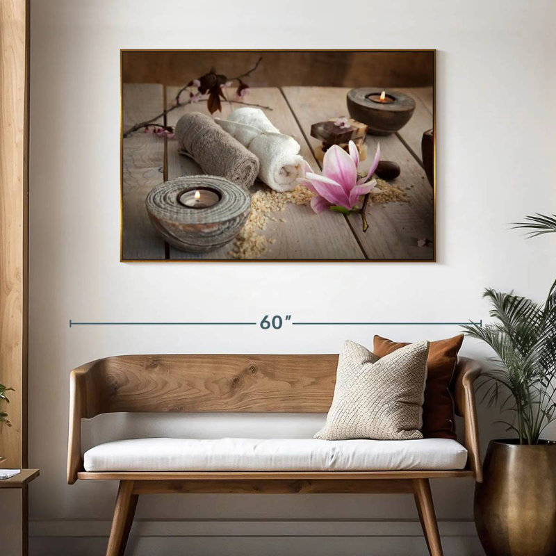 Spa tranquillité, 46 po x 31 po, Cadre flottant doré