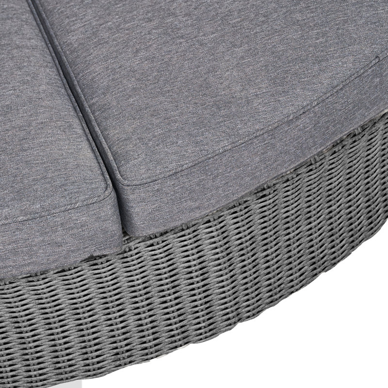 Aarju 195cm Wide Wicker Patio Daybed with Cushions, Slate Grey