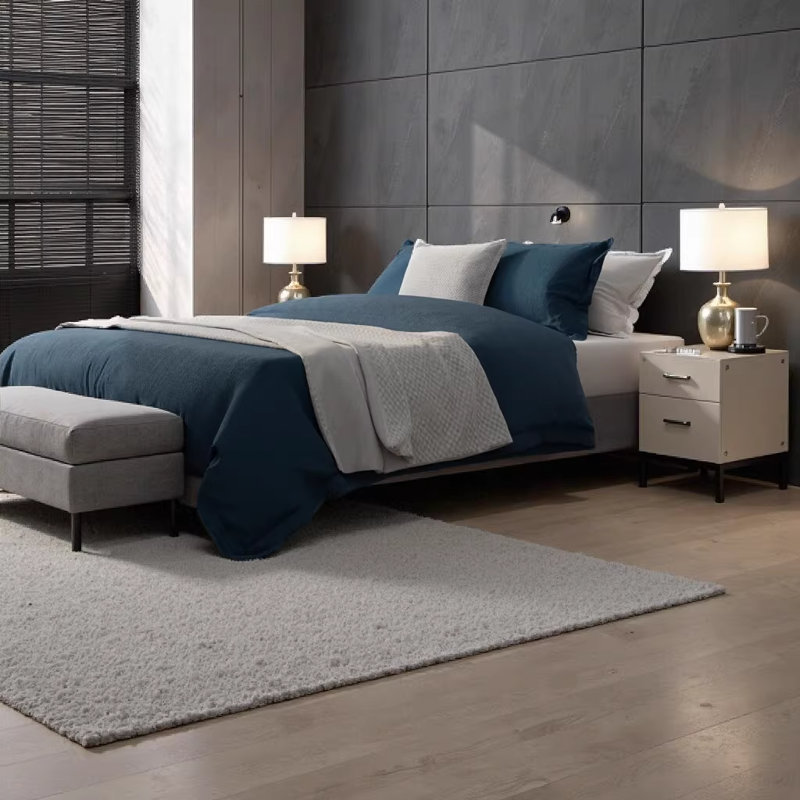 BedTech Knock Down Full Mattress Foundation - Grey Metal & Fabric Platform Bed Frame (No Box Spring Needed), Full / Double