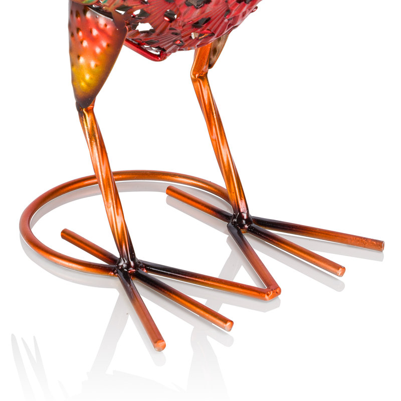Menan Rooster Weather Resistant Metal Garden Statue, Red