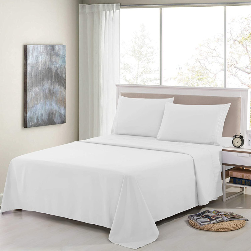 Ensemble de literie en microfibre 1800 Series, Ensemble de drap pour lit très grand avec deux ta, Lavande