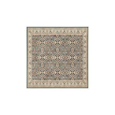 Tapis oriental vert en chenille / polyester tissé à la main Srisha