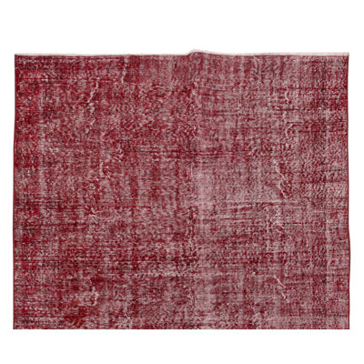 5.3x8.6 Ft Handmade Turkish Area Rug Over-Dyed in Red for Modern Home & Office