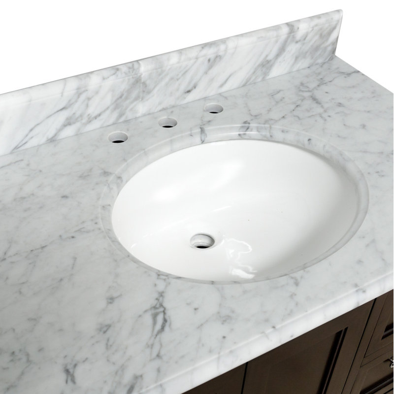 Ensemble de meuble-lavabo simple 36 po Hampton, Chocolat, Marbre de Carrare