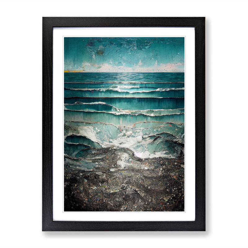 FRM-V0523-304X Broken Ocean - Picture Frame Print, Oak Framed, 64cm H x 46cm W