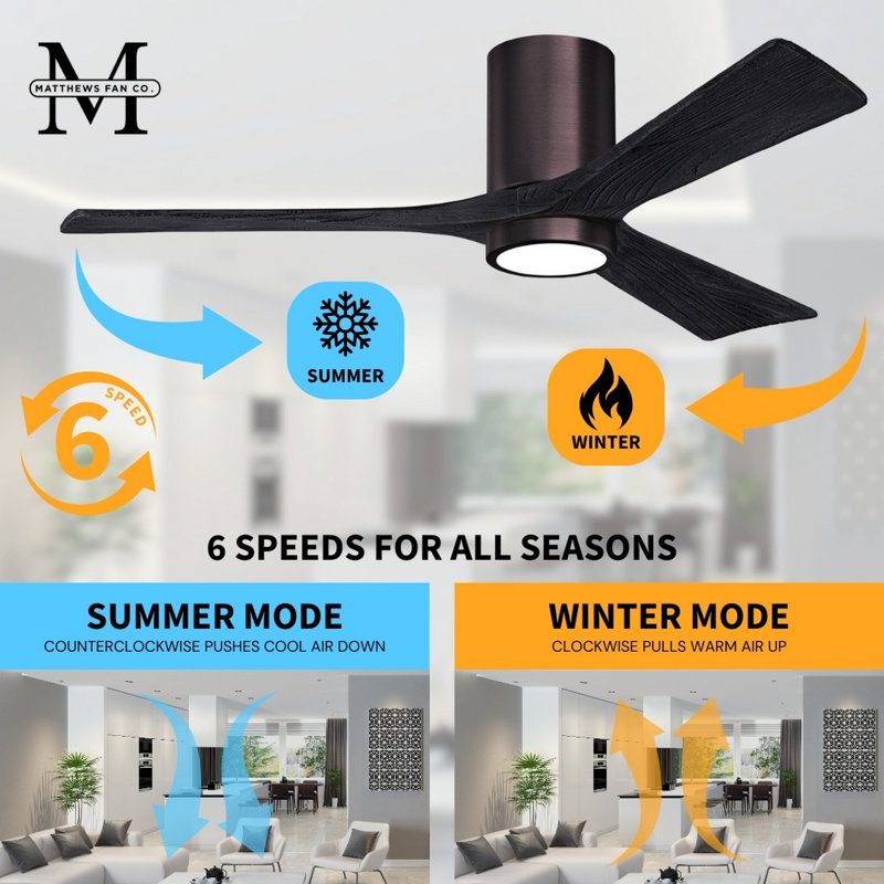 Irene LED Ceiling Fan, Brushed Bronze, Matte Black, 42"
