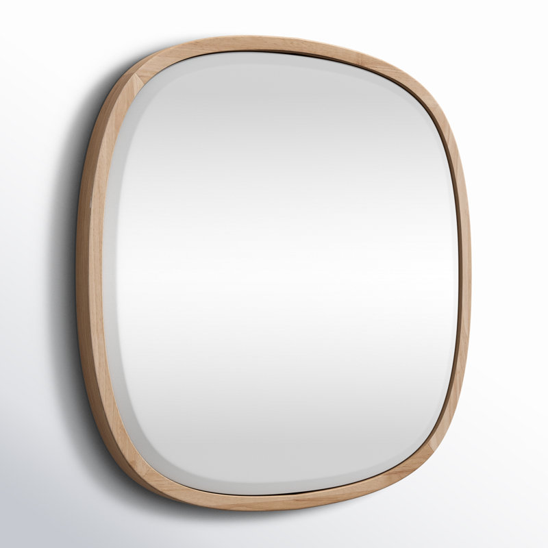 Miroir d'appoint mural en chêne naturel Cartwell Antjuan, 25,5 po x 25,5 po
