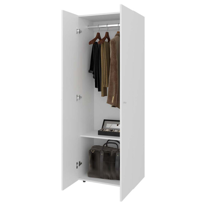 Grande armoire-penderie blanche à 2 portes, Blanc