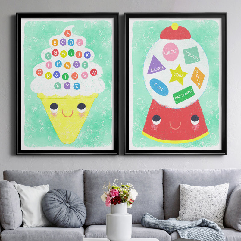 Ice Cream Alphabet, reproduction encadrée de qualité supérieure - prête à être accrochée, H 30,5 po x l 42,5 po x P 3 po