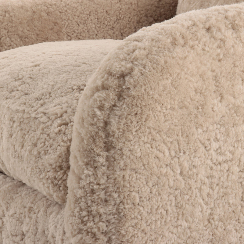 Topanga Swivel Armchair, Beige Shearling