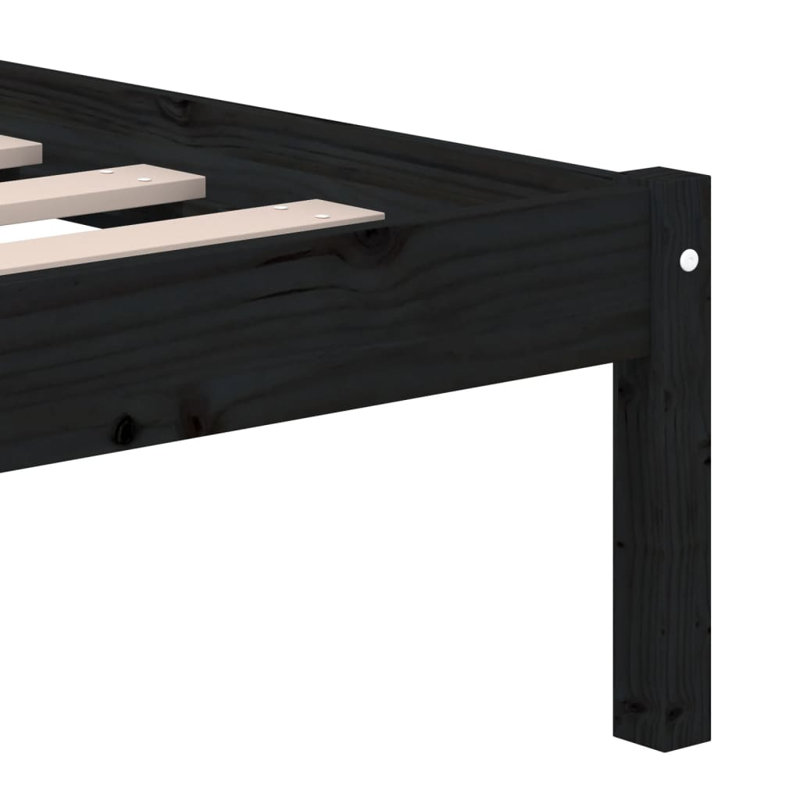 Bed Frame Solid Wood, black, Kingsize (5')