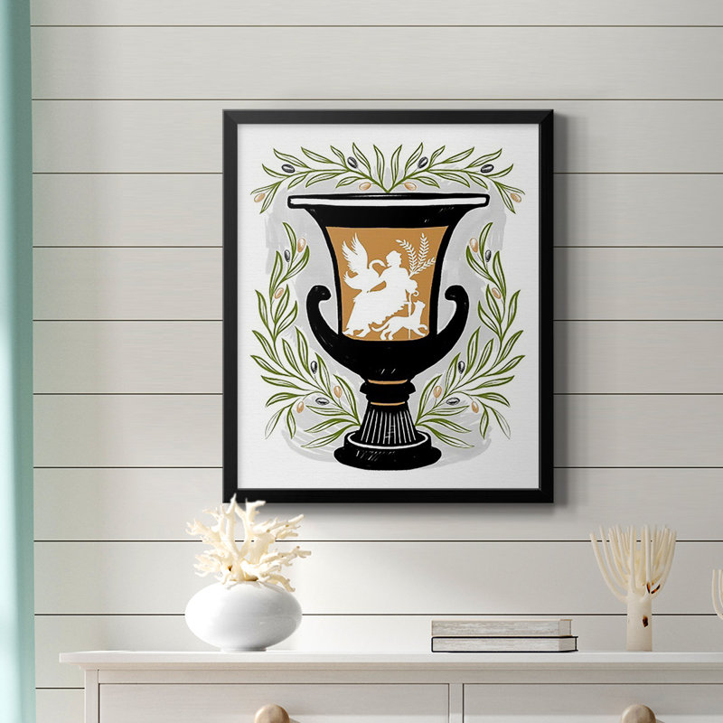 Vases grecs I - Toile encadrée de qualité supérieure - prête à être accrochée, Noir, H 24 po x l 20 po