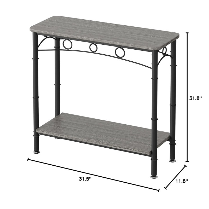 2 Tier Entryway Table, 31.5" Console Tables With Storage, Retro Sofa Table With Metal, Industrial Behind Couch Table, Grey