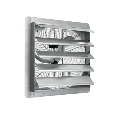Exhaust Fan with Automatic Shutters, Wall-Mounted Aluminum Ventilation Fan, Low Noise, Dual Exhaust, for Garage or Attic
