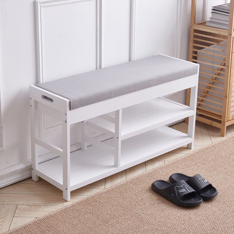 Jonestown Linen Upholstered Storage Bench, White