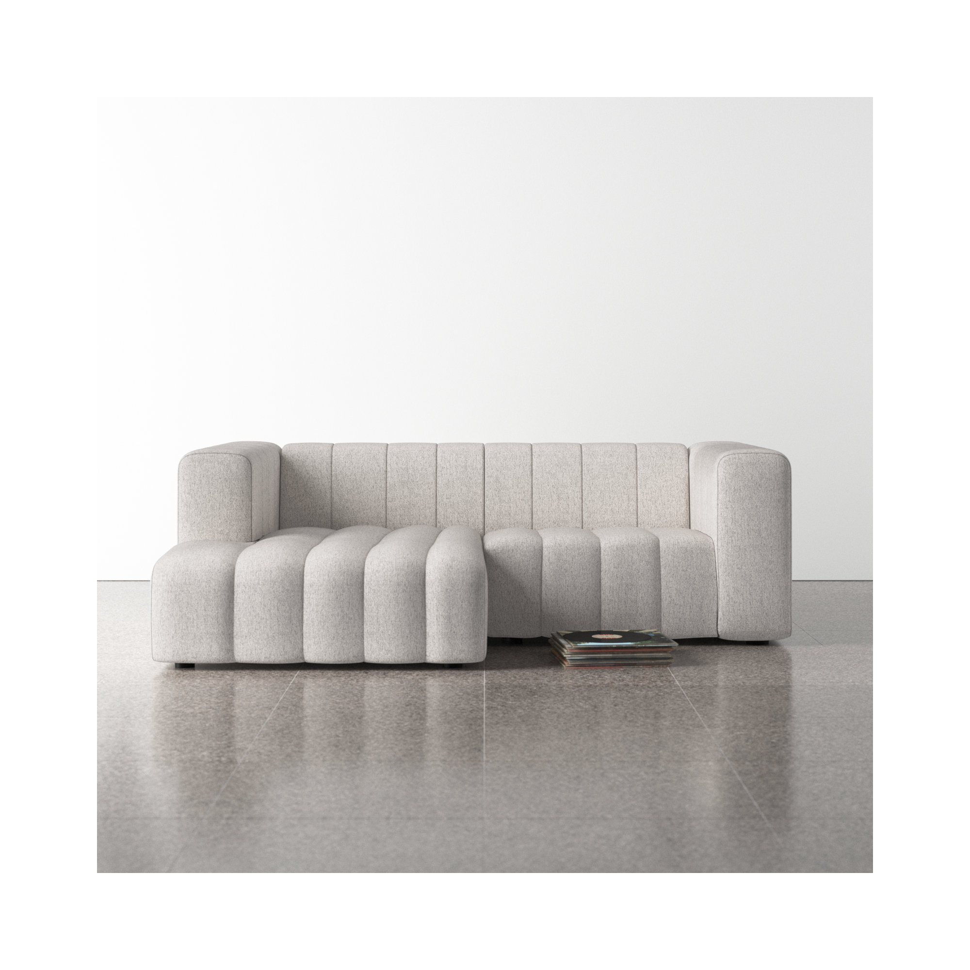 Bowry 88" Wide Sofa & Chaise, Gray Polyester, Left Hand Facing