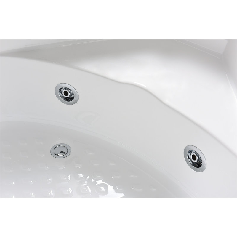 DAISY 53" x 53" White Corner Whirlpool Bathtub with 6 Jets