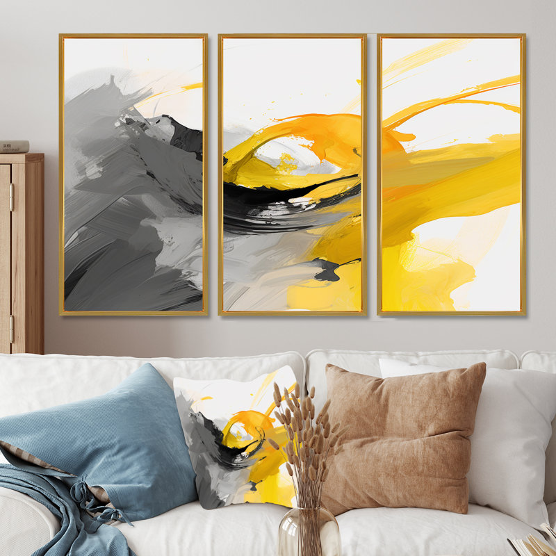 Cyrine - ensemble d'art mural paysage urbain, Cadre flottant doré, H 40 po x l 60 po x P 1 po