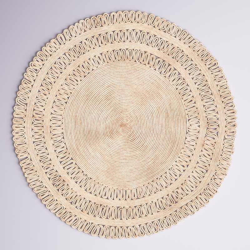 Vincenzo Handmade Flatweave Natural Area Rug, Round 8'