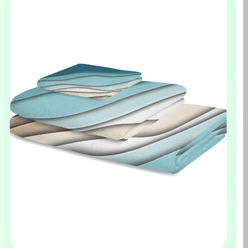 Teal Ombre Luxe: Soft Absorbent Geometric Microfiber Bath Towel Set - Modern Abstract Art for Bathroom & Kitchen