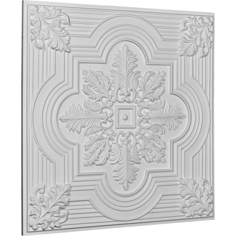 24'' L x 24'' W Polyurethane Glue Up Ceiling Tile In White