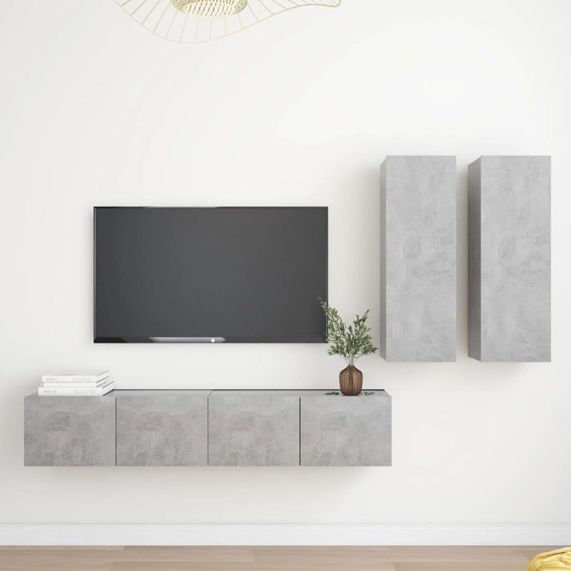 Entertainment Centre for TVs up to 70", Concrete Grey, 76.2cmH x 76.2cmL x 406.4cmW