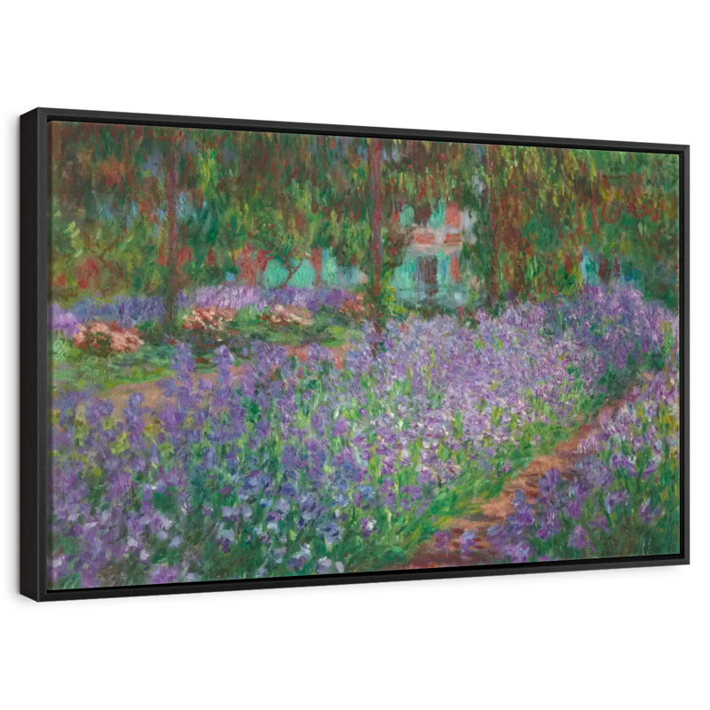 Le jardin de l'artiste à Giverny en 1900, 46 po x 31 po, Cadre flottant noir