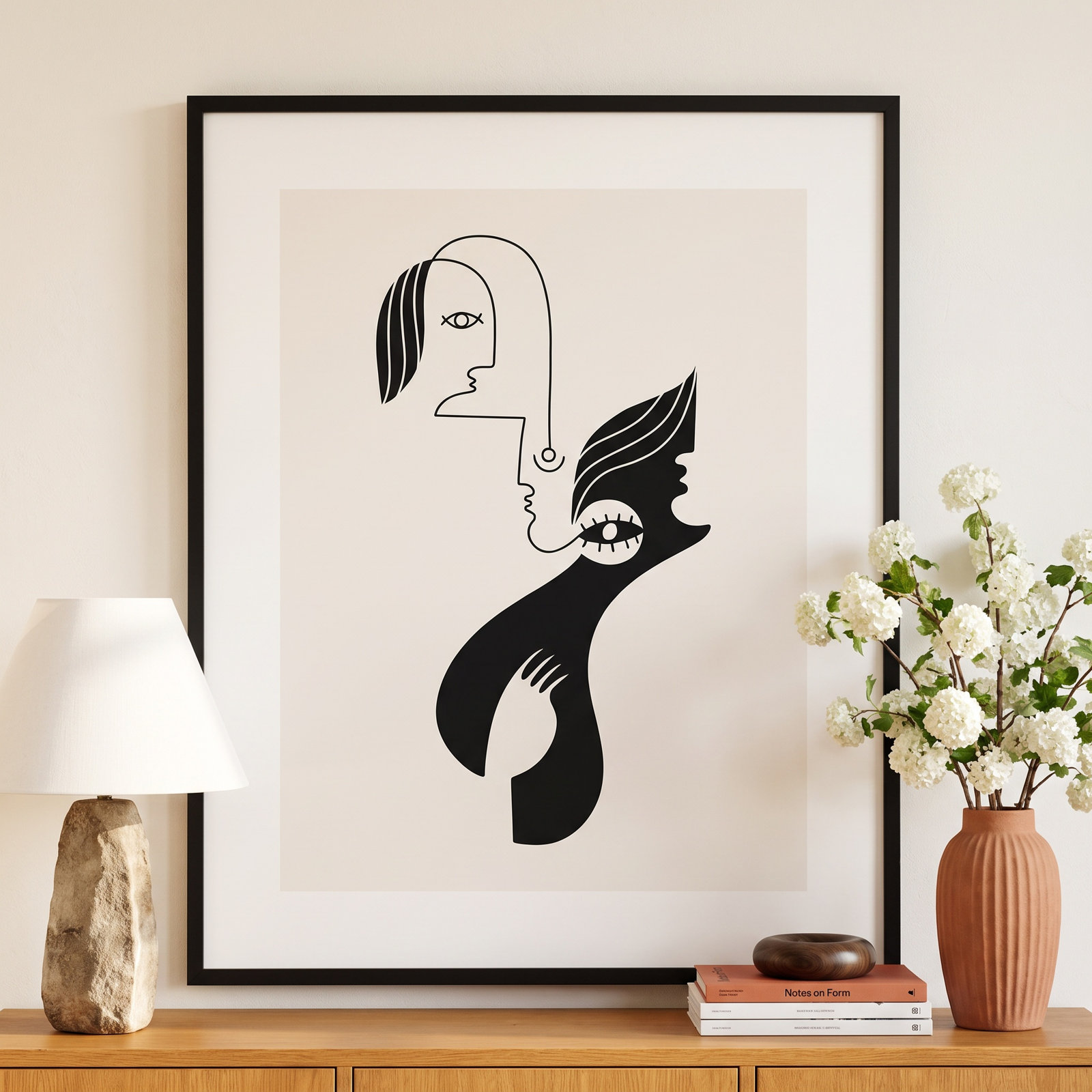 Past Life Print by Shatha Al Dafai, 41.38" H x 33.38" W x 0.875" D, Noir Black Framed