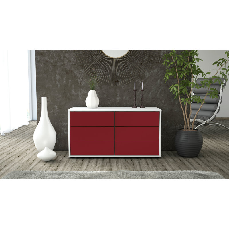 Cossette TV Stand, Red / Matte White