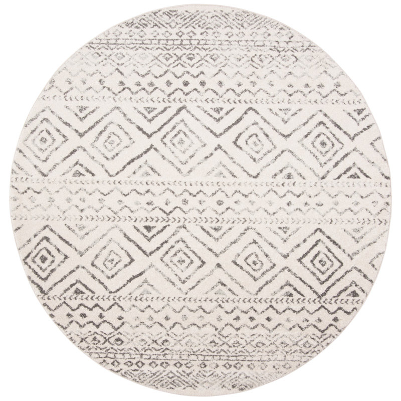 Tapis ivoire / gris Rentschler Southwestern, Rond 6 pi 7 po
