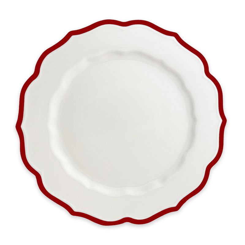 Stella Scalloped Crimson Porcelain Dinner Plate