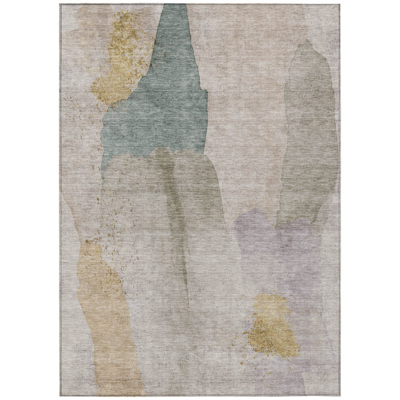 Machine Washable Indoor/Outdoor Xhevrie Beige Rug, Rectangle 8' x 10'